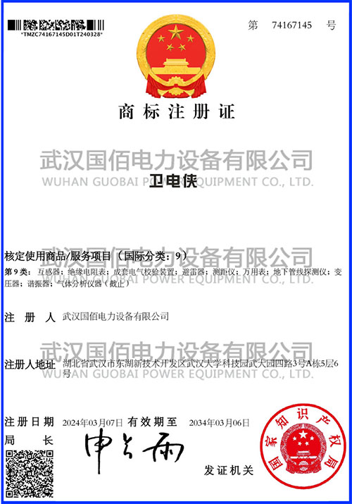 武汉国佰电力设备有限公司 74167145 商标注册证